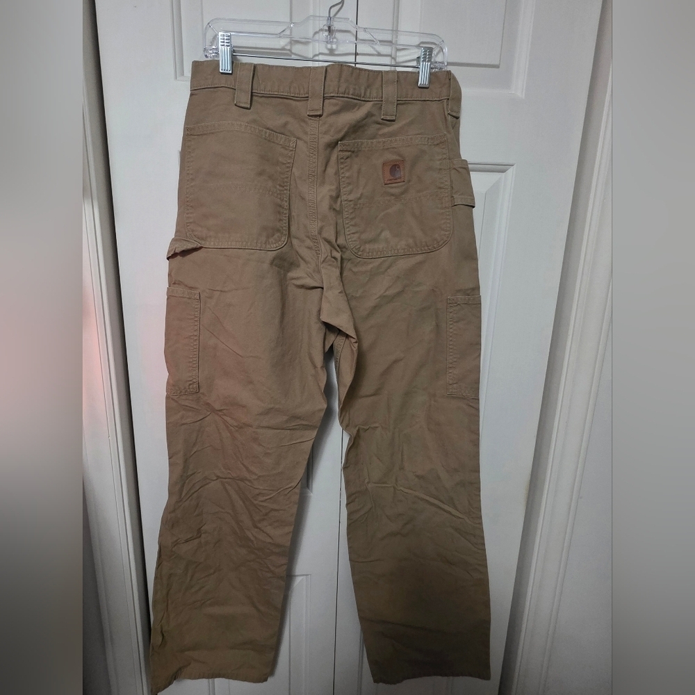 Carhartt Carpenter Dungaree Khaki Brown Workwear Pants Size 32/32 - Picture 5 of 9
